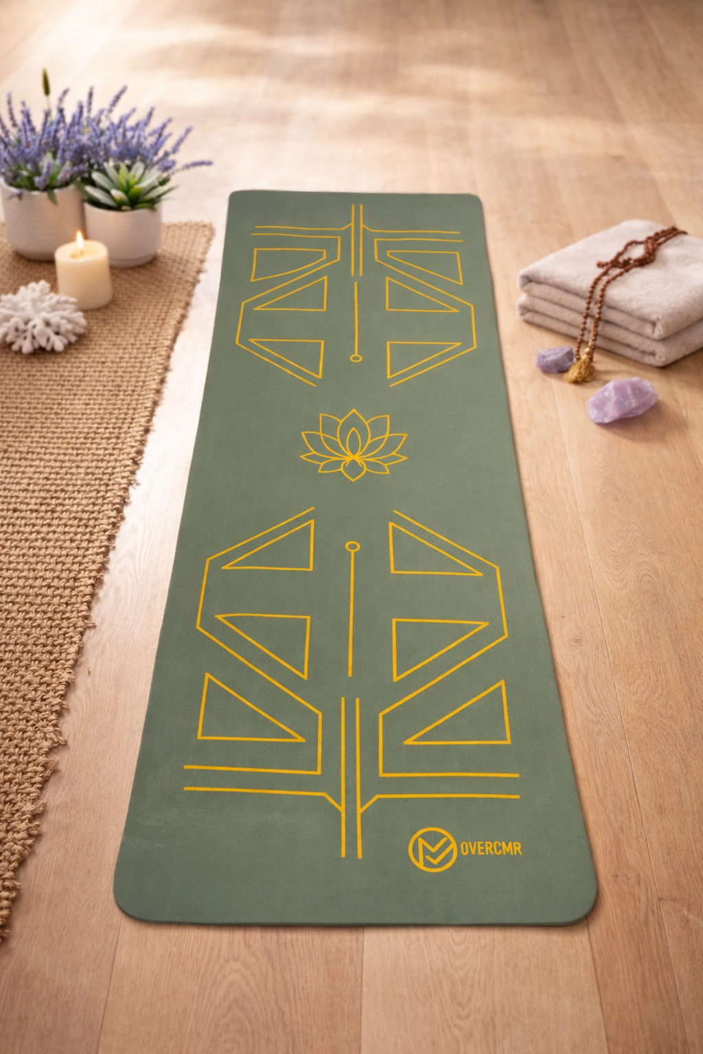 Body Alignment TPE Yoga Mat ( Olive Green )